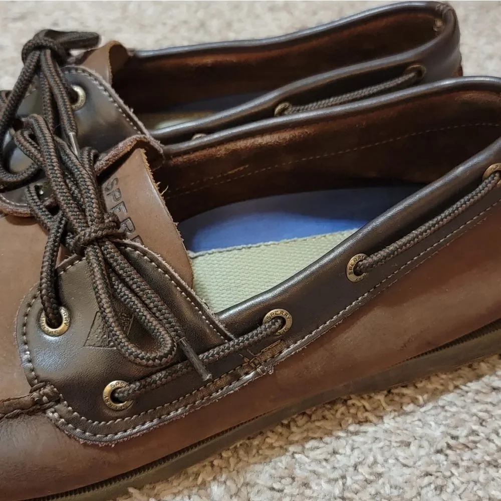 Sperry Leeward 2 Eyelet Brown Leather Boat Deck Shoes Size 13